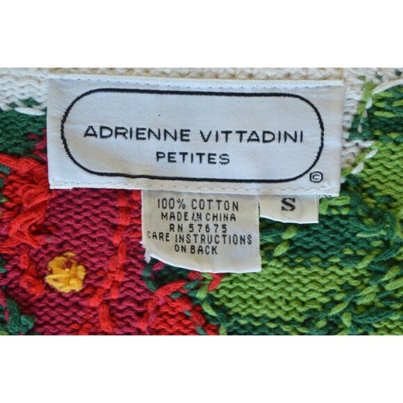 Vintage 80s Adrienne Vittadini Petites Size S Crochet Floral Grannycore Cardigan - Picture 7 of 16